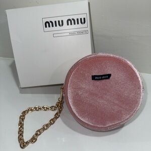 GWP Miu Miu Blush Velvet Round Clutch with Gold Chain